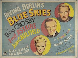 Blue Skies (1946) British Quad film poster, Irving Berlin music starring Bing Crosby, Fred Astaire, Paramount, folded, 30 x 4