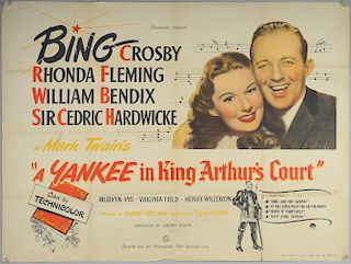 A Yankee in King Arthur's Court (1949) British Quad film poster, starring Bing Crosby, Paramount, folded, 30 x 40 inches