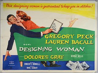 Designing Woman (1957) British Quad film poster, starring Gregory Peck & Lauren Bacall, MGM, folded, 30 x 40 inches