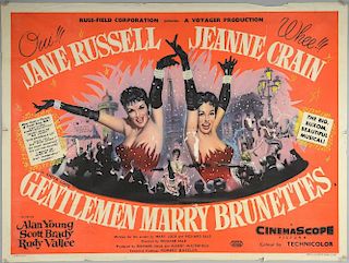 Gentlemen Marry Brunettes (1955) British Quad film poster, starring Jane Russell, United Artists, folded, 30 x 40 inches