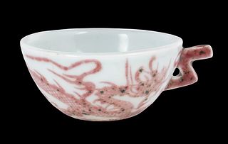 UNUSUAL CHINESE IRON-RED DRAGON TEACUP