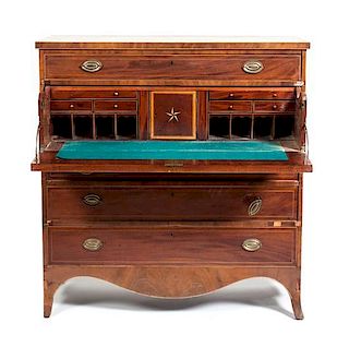 An American Mahogany Butler's Chest, Height 47 1/4 x width 45 1/4 x depth 21 1/2 inches.