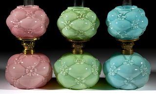 QUILTED PHLOX / FLORETTE MINIATURE LAMPS, LOT OF THREE