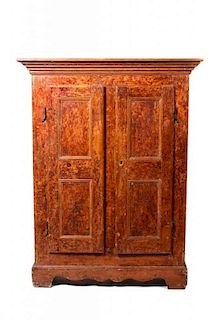 A Pennsylvania Dutch Painted Cupboard, Height 70 x width 54 x depth 16 1/2 inches.