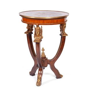 ROCOCO INFLUENCE MUSICAL INLAID PARLOR TABLE