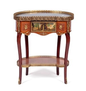 LOUIS XV STYLE KIDNEY SHAPED MARBLE TOP TABLE