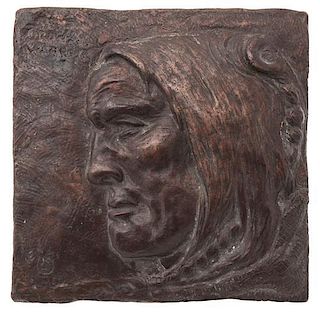 A Bronze Relief Plaque, Edward Kemeys (American, 1843-1907), 8 x 8 inches.