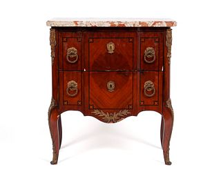 LOUIS XV STYLE MARBLE TOP PETITE COMMODE