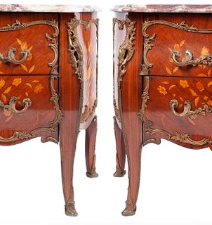 PAIR OF LOUIS XV STYLE BOMBE COMMODES