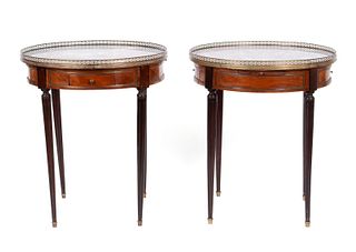 PAIR OF LOUIS XVI STYLE MAHOGANY BOUILLOTTE TABLES