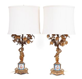 PAIR OF LOUIS XV STYLE CANDELABRA LAMPS