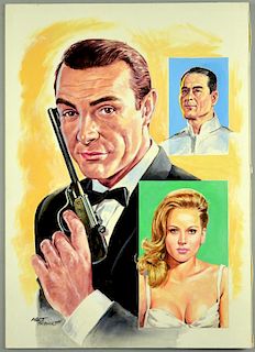 James Bond - Dr. No - Original painted artwork for a James Bond jigsaw puzzle by artist Walt Howarth commissioned by Arrow Ga