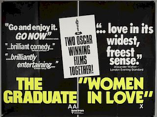 Two British Quad film posters, The Graduate / Midnight Cowboy & The Graduate / Woman In Love Double bill, folded, 30 x 40 inc