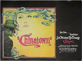 Chinatown (1974) British Quad film poster, starring Jack Nicholson & Faye Dunaway, artwork by Jim Pearsall, Paramount, folded