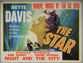 The Star (1952) British Quad film poster, starring Bette Davis, 20th Century Fox, folded, 30 x 40 inches