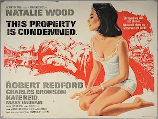 This Property Is Condemned (1966) British Quad film poster, starring Natalie Wood, artwork by Tom Chantrell, Paramount, folde