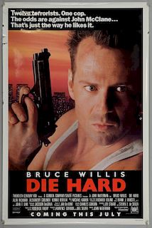 Die Hard (1988) One Sheet film poster, starring Bruce Willis, 20th Century Fox, rolled, 27 x 41 inches