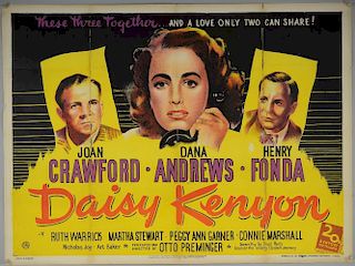 Daisy Kenyon (1947) British Quad film poster, starring Joan Crawford, by Otto Preminger, 20th Century Fox, folded, 30 x 40 in