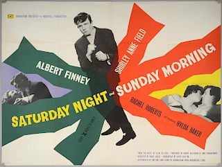 Saturday Night and Sunday Morning (1960) British Quad film poster, starring Albert Finney, from the novel by Alan Sillitoe, B