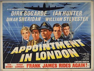 Appointment In London (1952) British Quad film poster, War movie starring Dirk Bogarde & Ian Hunter, British Lion, folded, 30