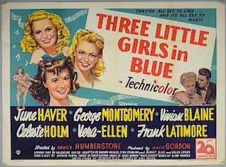 Three Little Girls In Blue (1946) British Quad film poster, starring June Haver & George Montgomery, 20th Century Fox, folded