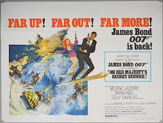James Bond On Her Majesty's Secret Service (1969) British Quad film poster, starring George Lazenby, United Artists, folded, 