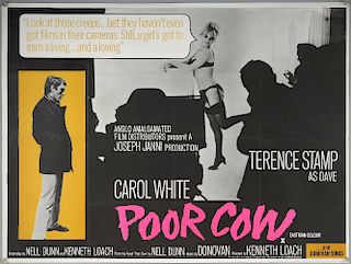 Poor Cow (1967) British Quad film poster, starring Kenneth Loach, Anglo Amalgamated, folded, 30 x 40 inches