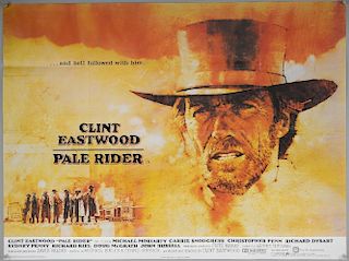 Pale Rider (1985) British Quad film poster, Western starring Clint Eastwood, Warner Bros, folded 30 x 40 inches