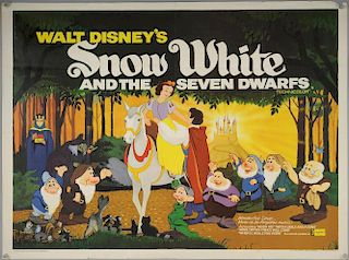 Walt Disney's Snow White and The Seven Dwarfs (R-1970's) British Quad film poster, folded, 30 x 40 inches
