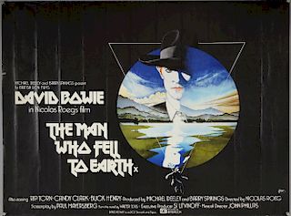 The Man Who Fell To Earth (1976) British Quad film poster, artwork by Vic Fair, starring David Bowie, British Lion, folded, 3