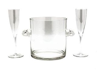 A Pair of Baccarat Champagne Flutes, Height 9 1/4 inches.
