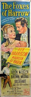 The Foxes of Harrow (1941) British Door Panel film poster, starring Rex Harrison & Maureen O'Hara, 20th Century Fox, folded, 
