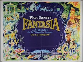 Walt Disney's Fantasia (R-1950's) British Quad film poster, folded, 30 x 40 inches