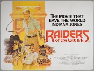 Raiders Of The Lost Ark (1981) British Quad film poster, starring Harrison Ford, directed by Steven Spielberg, Paramount, fol