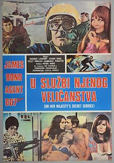 James Bond On Her Majesty's Secret Service (1969) Yugoslavian film poster, United Artists, folded, 27 x 39 inches