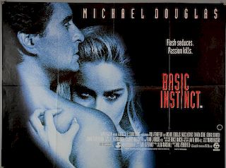 16 film posters including British Quads for Basic Instinct, Blood Simple, Ace Ventura When Nature Calls, A Study In Terror, Y