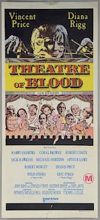 Theatre of Blood (1973) Australian Daybill film poster, starring Vincent Price, United Artists, folded, 13.5 x 30 inches