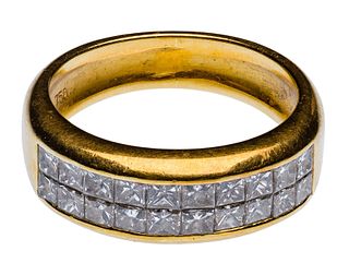 18k Yellow Gold and Diamond Band Ring