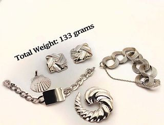 Lot Of 5 Stamp And Marked Silver Jewerly (133 grams)