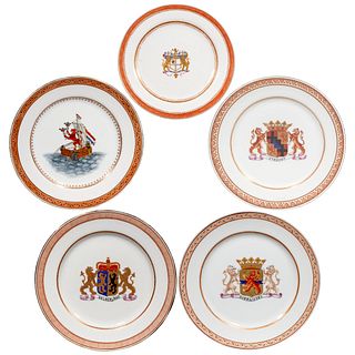 Chinese Export Armorial Porcelain Plate Assortment