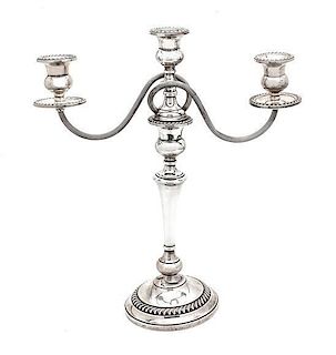 An American Silver Candelabra, Preisner Silver Company, Height 15 1/2 inches.