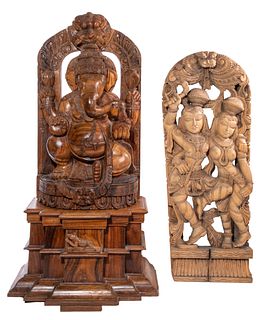 Indian Hindu Wood Deity Sculptures