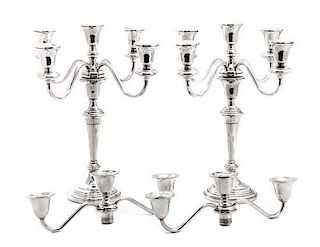 A Pair of American Silver Candelabras, Frank M. Whiting Company, Height 13 inches.