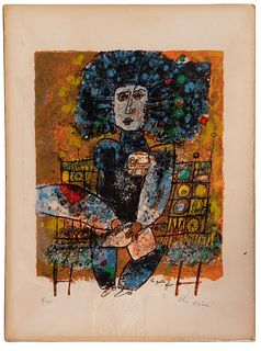 Theo Tobiasse (Israeli / French, 1927-2012) 'The Mad Poet' Lithograph