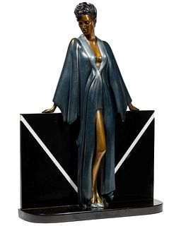 Patrick Nagel (American, 1945-1984) 'Standing Lady' Bronze Sculpture