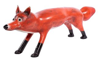 Larry Ballard (American, 20th Century) Wood Fox Sculpture