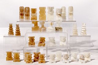 Carved Stone Chess Piece Set Assortment