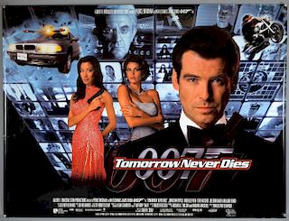 James Bond - Three British Quad film posters including Tomorrow Never Dies (Misspelt), The Living Daylights teaser & Die Anot