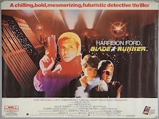 Blade Runner (1982) British Quad film poster, artwork by John Alvin, sci-fi starring Harrison Ford & Rutger Hauer, Warner Bro