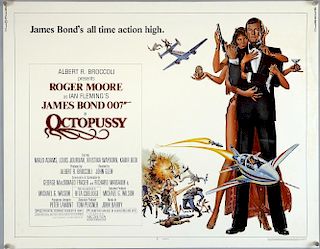 James Bond Octopussy (1983) US Half Sheet film poster, starring Roger Moore, United Artists, flat, 20 x 28 inches
